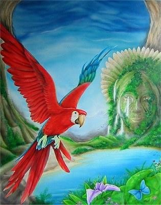 Peinture intitulée "rainforest" par Patrick Charuel, Œuvre d'art originale, Huile