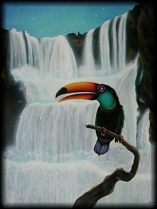 Peinture intitulée "chuttes d'eau" par Patrick Charuel, Œuvre d'art originale, Huile