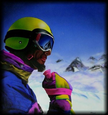 Peinture intitulée "skieur" par Patrick Charuel, Œuvre d'art originale, Huile