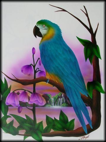Peinture intitulée "parrot" par Patrick Charuel, Œuvre d'art originale, Huile