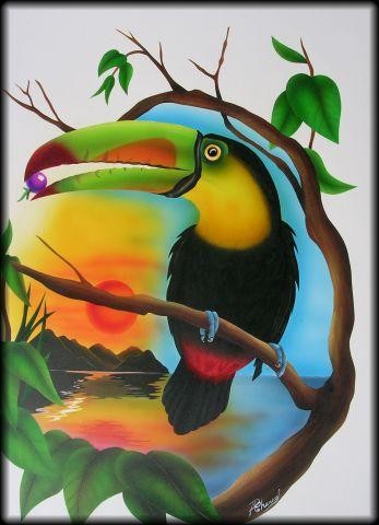 Peinture intitulée "toucan" par Patrick Charuel, Œuvre d'art originale, Huile