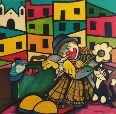 Картина под названием "O Palhaço" - Pc Silva Amorelli, Подлинное произведение искусства, Масло
