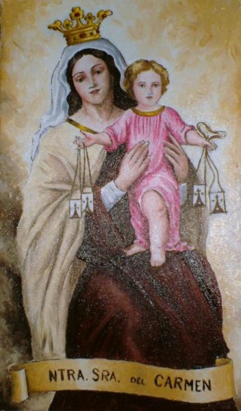 Pintura titulada "Virgen del Carmen" por P.D.Miranda, Obra de arte original, Oleo