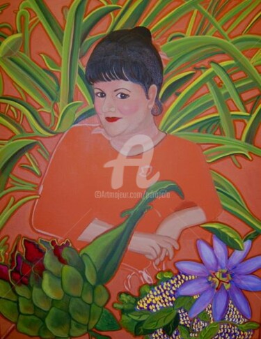 Painting titled "In My Garden Work i…" by Drapala Gallery, Original Artwork