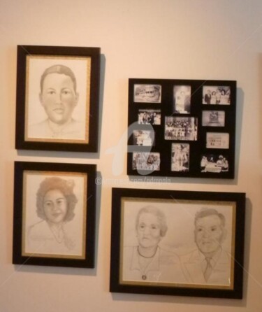 Drawing titled "Higuera Family Port…" by Drapala Gallery, Original Artwork