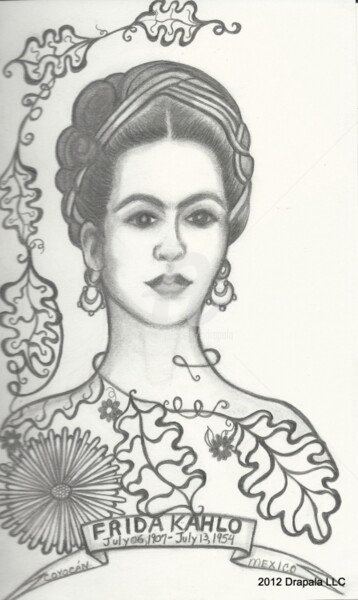 Drawing titled "Frida at Peace #2" by Drapala Gallery, Original Artwork