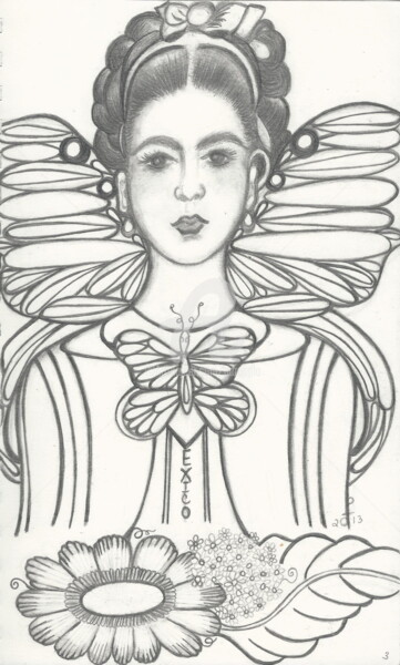 Drawing titled "cropfrida-butterfly…" by Drapala Gallery, Original Artwork
