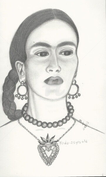 Drawing titled "frida-with-sacred-h…" by Drapala Gallery, Original Artwork