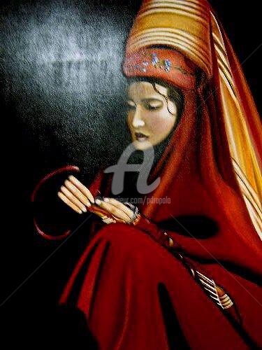 Painting titled "The Weaver" by Drapala Gallery, Original Artwork