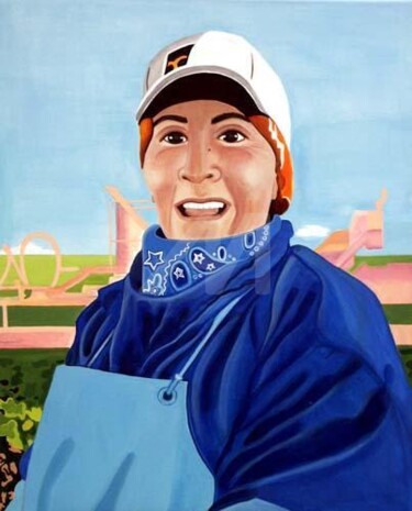 Painting titled "Field Worker Series…" by Drapala Gallery, Original Artwork, Oil