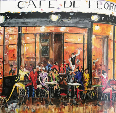 Peinture intitulée "Café de Flore - d'a…" par Pdu31, Œuvre d'art originale, Acrylique