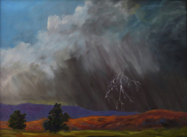 Lightning Painting titled "Lightning" by Vicki Van Vynckt, Original Art, Oil
