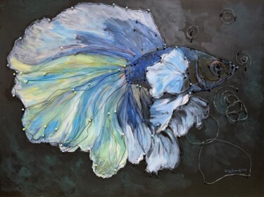 Schilderij getiteld "BLU" door Pearles, Origineel Kunstwerk, Acryl