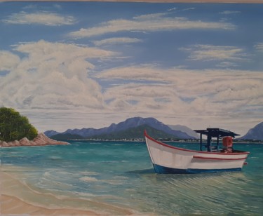 Pintura intitulada "Praia de Santa Cata…" por Júnior Camargo, Obras de arte originais, Óleo Montado em Painel de madeira