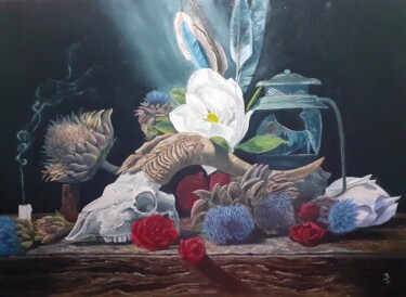 Pintura intitulada "Releitura Goat Skull" por Júnior Camargo, Obras de arte originais, Óleo