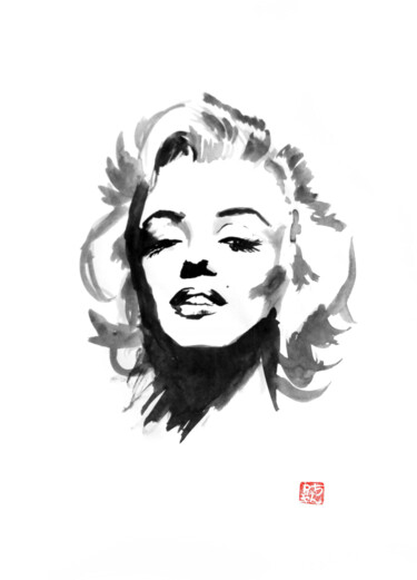 Drawing titled "marilyn" by Péchane, Original Artwork, Ink