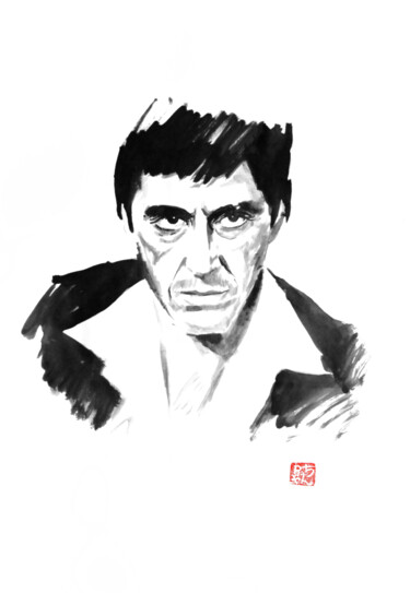 Drawing titled "scarface" by Péchane, Original Artwork, Ink