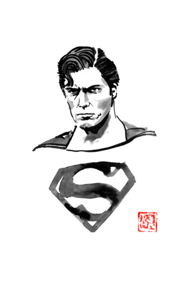 제목이 "angry superman"인 그림 Péchane로, 원작, 수채화