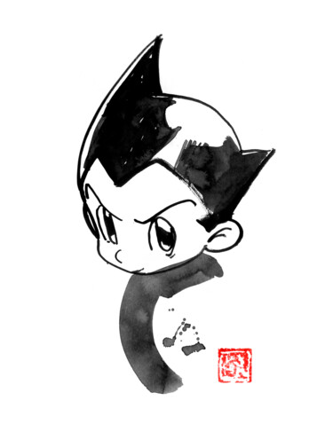 Drawing titled "astroboy" by Péchane, Original Artwork, Watercolor