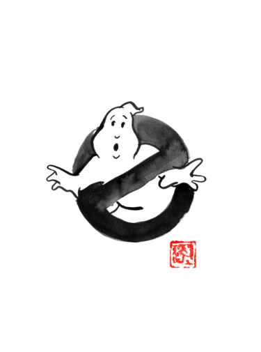 Drawing titled "ghostbuster" by Péchane, Original Artwork, Watercolor