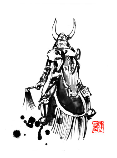 Zeichnungen mit dem Titel "riding shogun" von Péchane, Original-Kunstwerk, Tinte