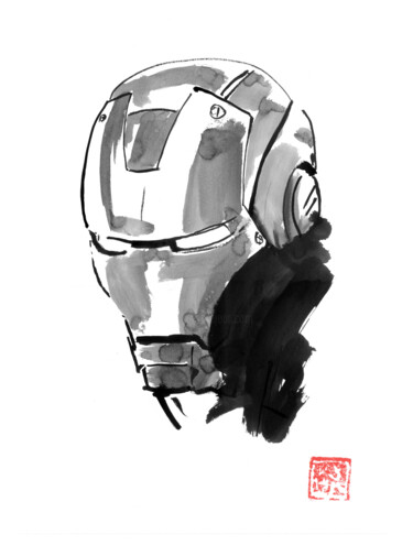 Drawing titled "ironman 04" by Péchane, Original Artwork, Watercolor
