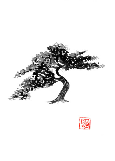 Dessin intitulée "bonsaï" par Péchane, Œuvre d'art originale, Aquarelle