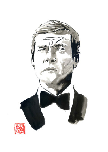Drawing titled "james bond roger mo…" by Péchane, Original Artwork, Watercolor