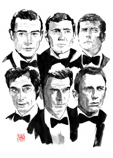 Drawing titled "les 007" by Péchane, Original Artwork, Watercolor