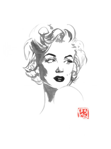 Disegno intitolato "marilyn monroe look…" da Péchane, Opera d'arte originale, Acquarello