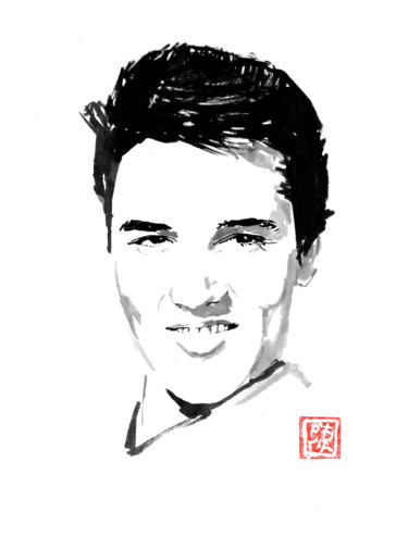 Desenho intitulada "elvis" por Péchane, Obras de arte originais, Aquarela