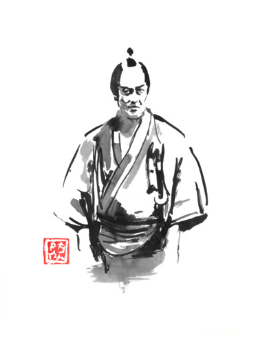 Drawing titled "bad samurai" by Péchane, Original Artwork, Watercolor