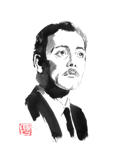 Dessin intitulée "patrick dewaere 02" par Péchane, Œuvre d'art originale, Aquarelle