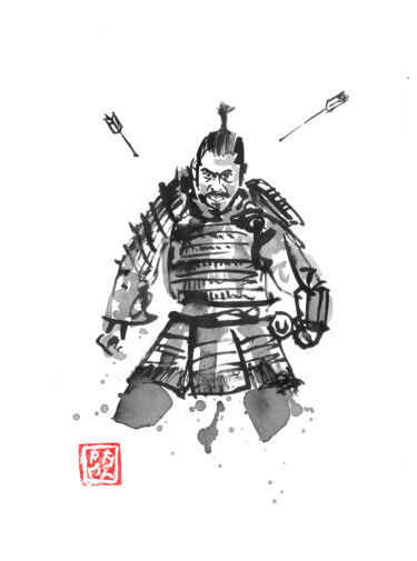 Zeichnungen mit dem Titel "shogun target" von Péchane, Original-Kunstwerk, Aquarell
