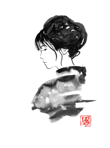 Dessin intitulée "watercolor kimono" par Péchane, Œuvre d'art originale, Aquarelle