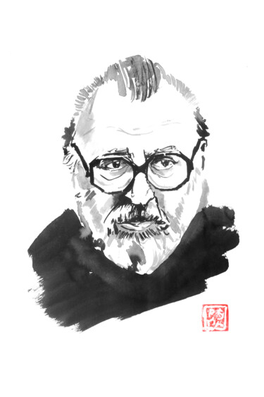 Drawing titled "sergio leone" by Péchane, Original Artwork, Watercolor