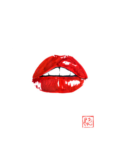 图画 标题为“red mouth” 由Péchane, 原创艺术品, 水彩