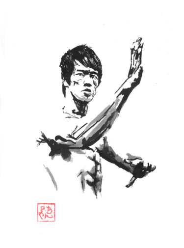 Printmaking titled "bruce lee in the li…" by Péchane, Original Artwork, Watercolor