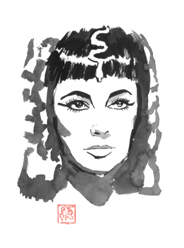 Drawing titled "cleopatra" by Péchane, Original Artwork, Watercolor