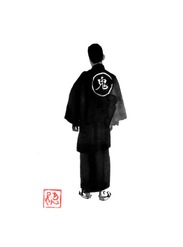 Dibujo titulada "yakuza oni" por Péchane, Obra de arte original, Acuarela