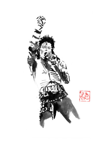 Drawing titled "michael on stage" by Péchane, Original Artwork, Watercolor