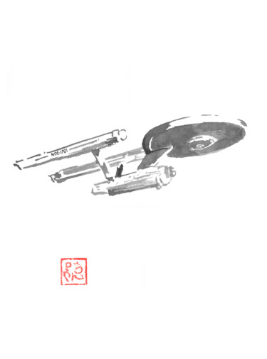 Drawing titled "enterprise ncc 1701" by Péchane, Original Artwork, Watercolor