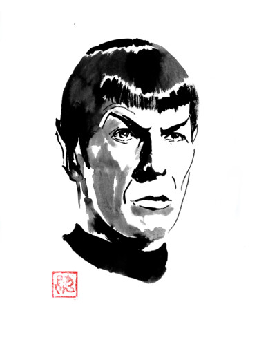 Drawing titled "spock face" by Péchane, Original Artwork, Watercolor