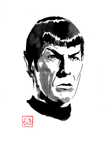 Disegno intitolato "spock face" da Péchane, Opera d'arte originale, Acquarello