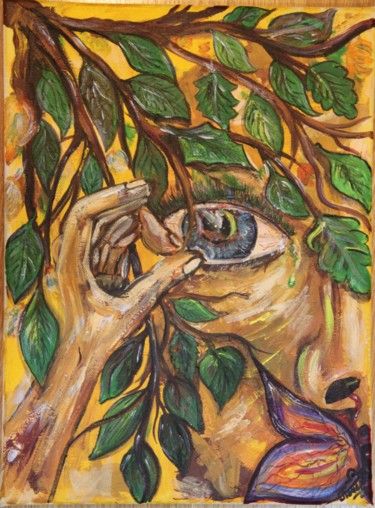 Картина под названием "Природа мать" - Olga Pecherskaia, Подлинное произведение искусства, Акрил Установлен на Деревянная ра…