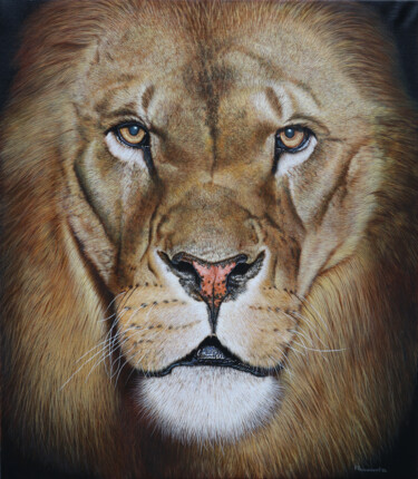 Pittura intitolato "Lion King Mufasa" da Peda Radovanovic, Opera d'arte originale, Olio
