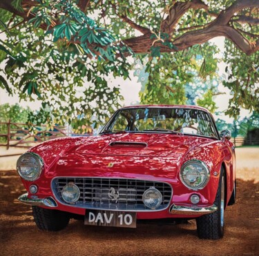 Painting titled "Ferrari 250 GT Berl…" by Peda Radovanovic, Original Artwork, Oil Mounted on Wood Stretcher frame