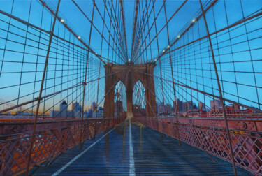 Schilderij getiteld "Brooklyn Bridge NY" door Peda Radovanovic, Origineel Kunstwerk, Olie
