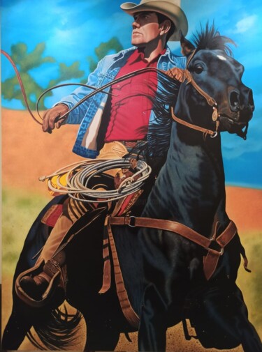 Peinture intitulée "Marlboro Man" par Peda Radovanovic, Œuvre d'art originale, Huile