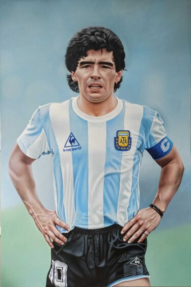 Painting titled "Diego Maradona" by Peda Radovanovic, Original Artwork, Oil
